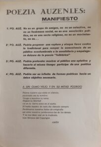 Finales de los años 80. Colectivo 'Poezía Auzentes'. Manifiesto.